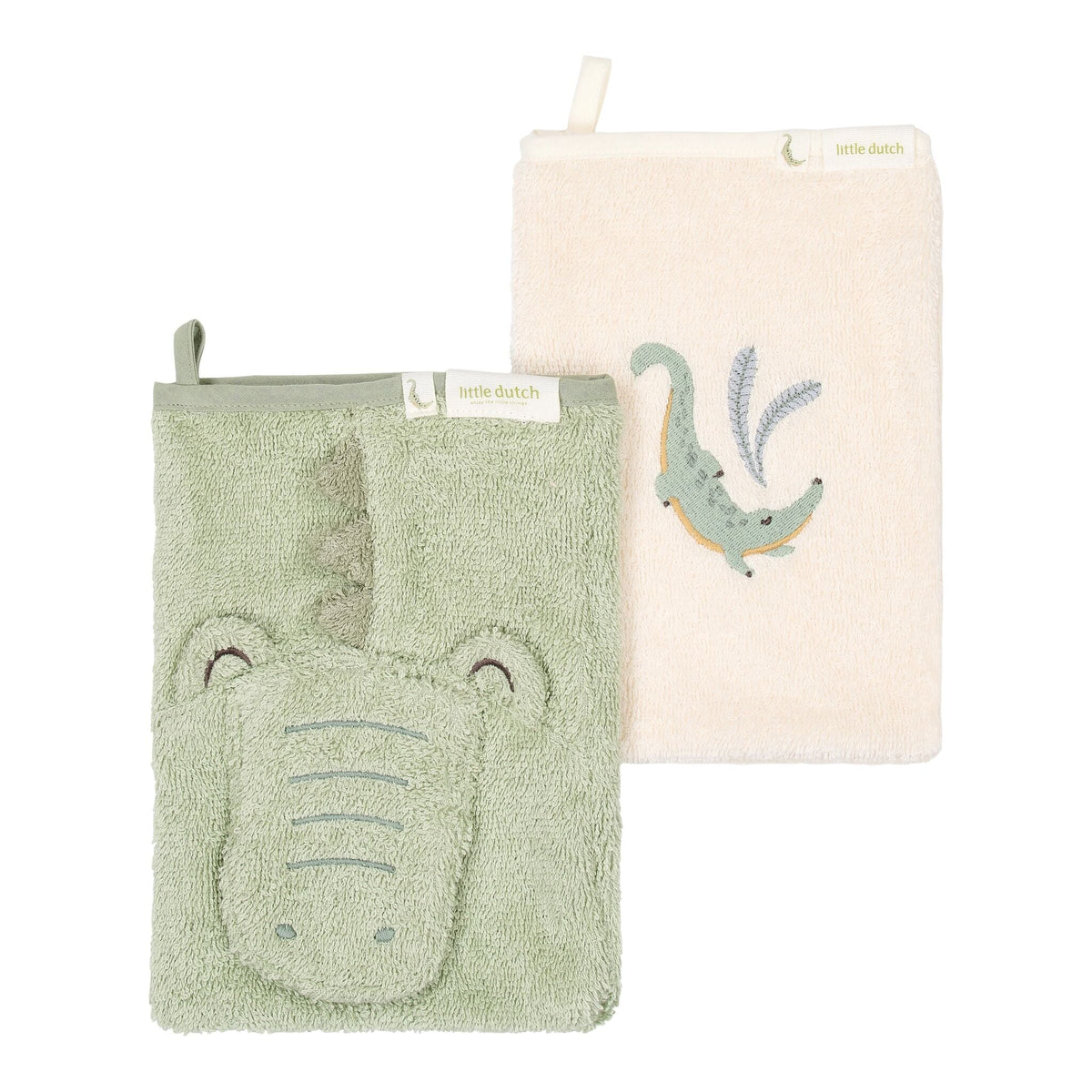 Washandjes set Krokodil groen van Little Dutch