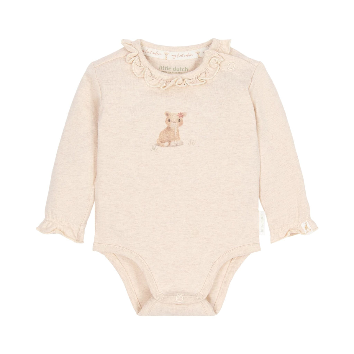 Rompertje overslag lange mouw Vanilla melee Newborn Safari Friends van Little Dutch