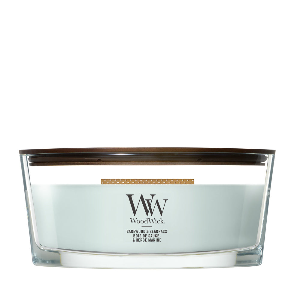 WoodWick Sagewood & Seagrass geurkaars Ellipse