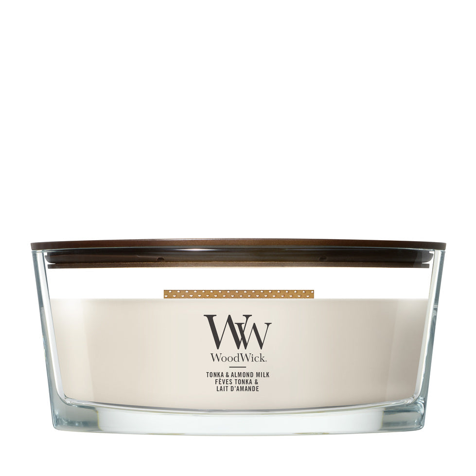 WoodWick Tonka & Almond Milk geurkaars Ellipse