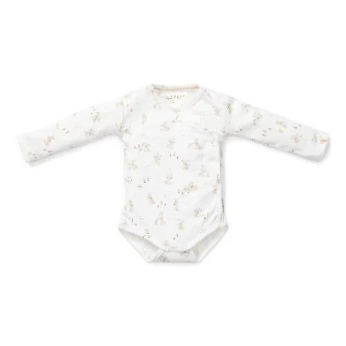 Romper overslag lange mouw Newborn Naturals Baby Bunny wit van Little Dutch
