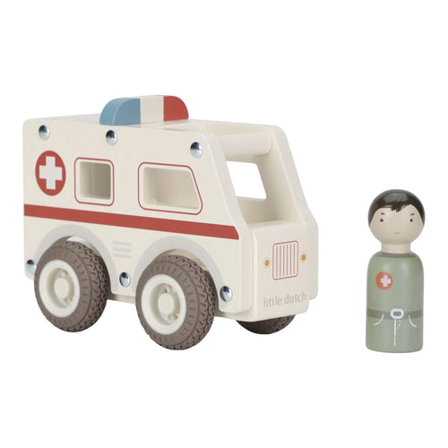 Houten ambulance Essentials wit van Little Dutch