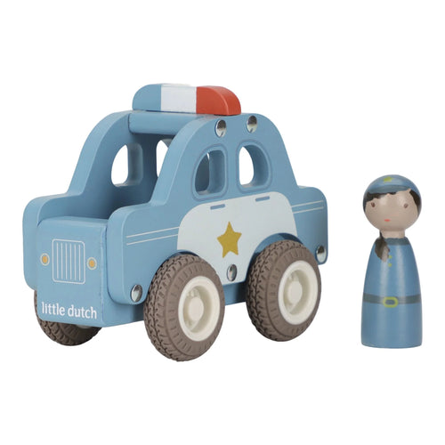 Houten politiewagen Essentials blauw van Little Dutch