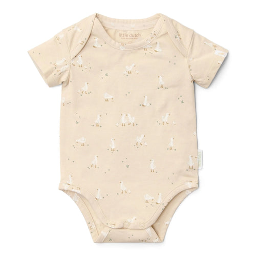 Romper korte mouw Newborn Naturals Little Goose beige van Little Dutch