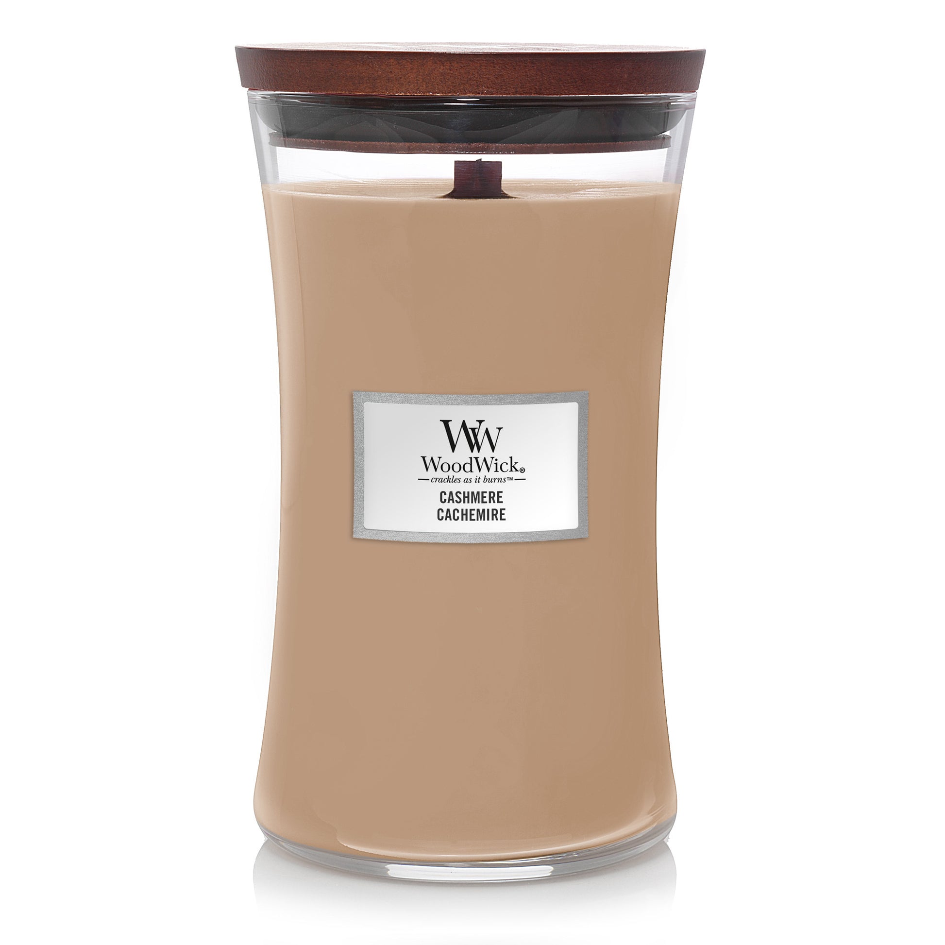 Cashmere Large WoodWick 610g 130 uur grote woody luxe kaars