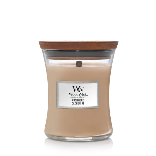 Cashmere Medium WoodWick 275g 60 uur sandelhout kweepeer tonkaboon