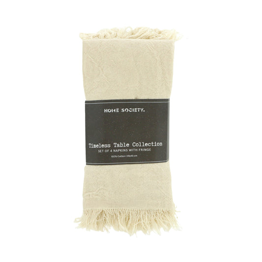 Servetten Fringe set van 4 - Beige