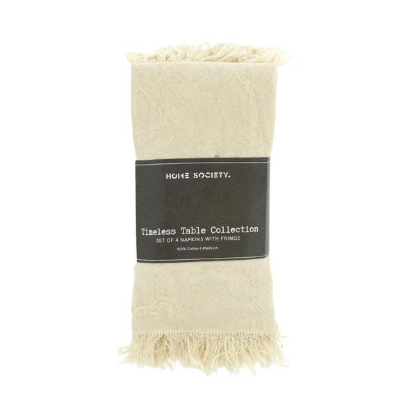 Servetten Fringe set van 4 - Beige