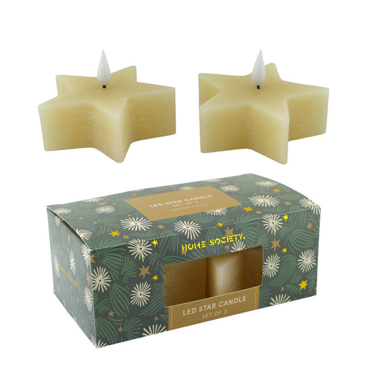 LED Kaars Star set van 2 LED - Gebroken Wit