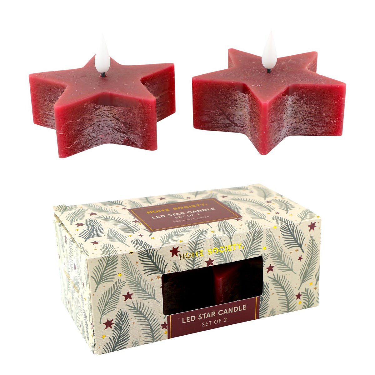 LED Kaars Star set van 2 LED - Rood