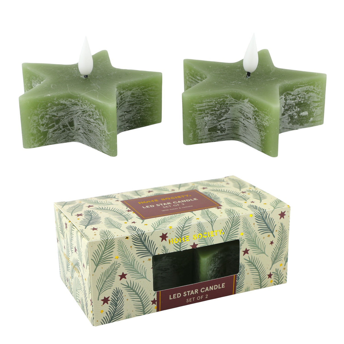 LED Kaars Star set van 2 LED - Groen