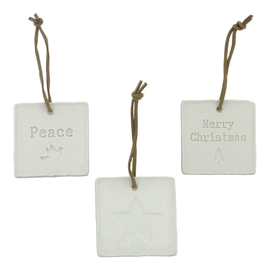Ornament mini letter Kerst assorti 3 - Wit