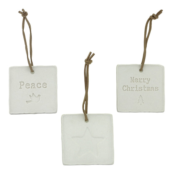 Ornament mini letter Kerst assorti 3 - Wit