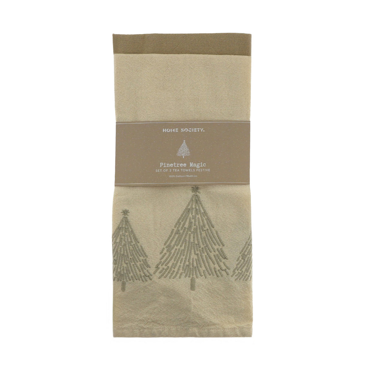 Theedoek Festive Tree 2-pack - Beige