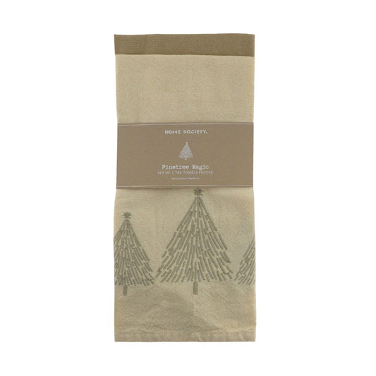 Theedoek Festive Tree 2-pack - Beige