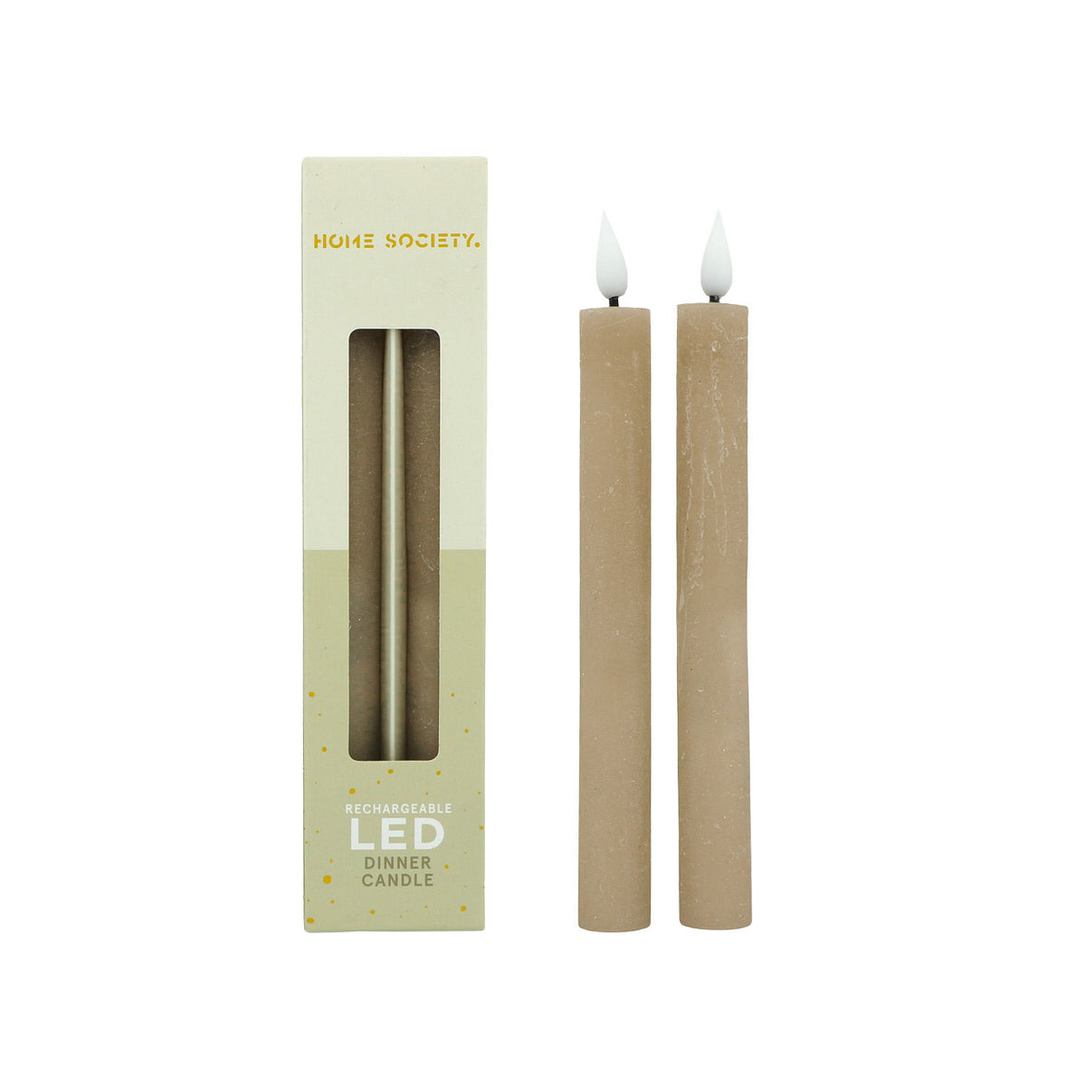 LED Dinerkaarsen oplaadbaar set van 2 - Beige