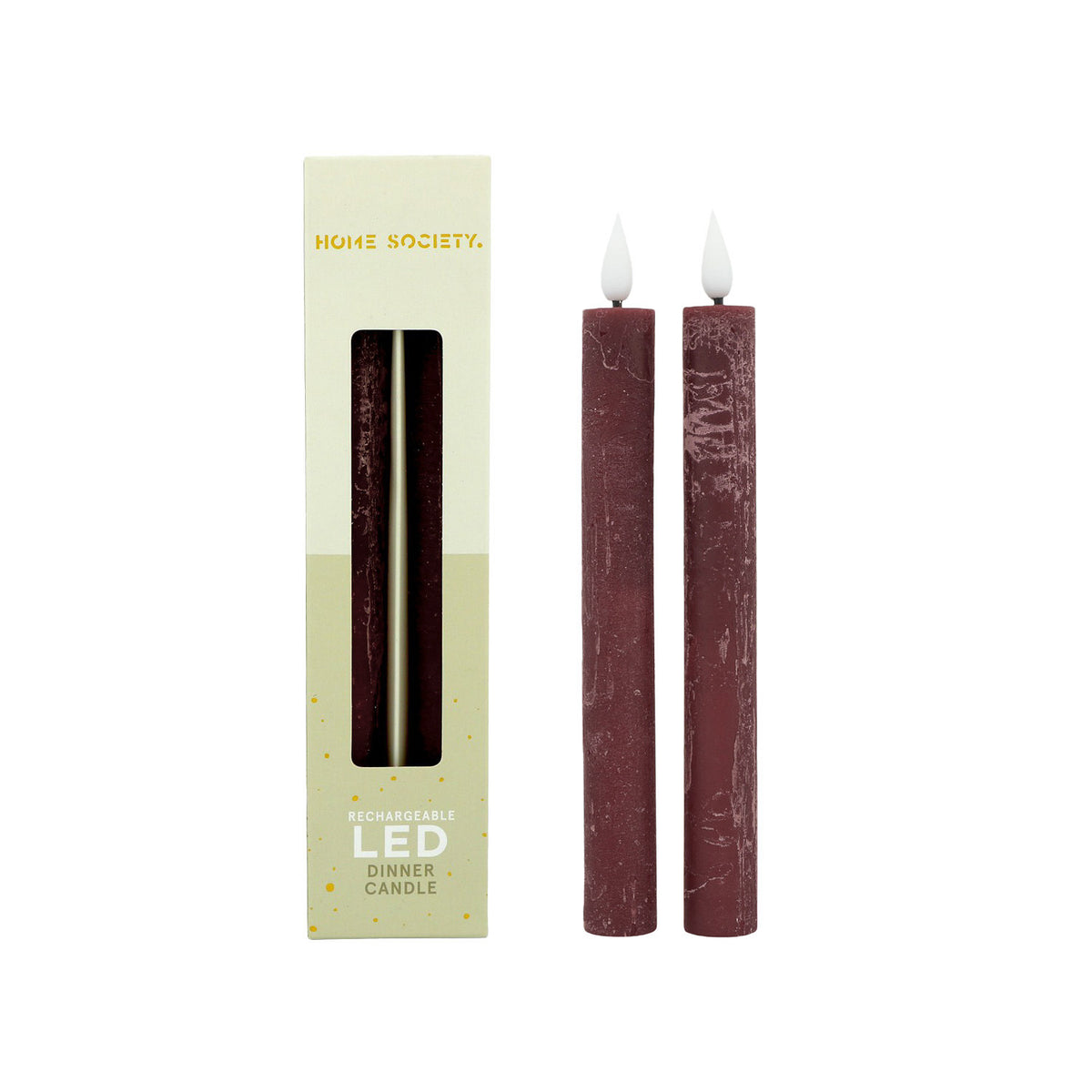 LED Dinerkaarsen oplaadbaar set van 2 - Bourgondisch Rood