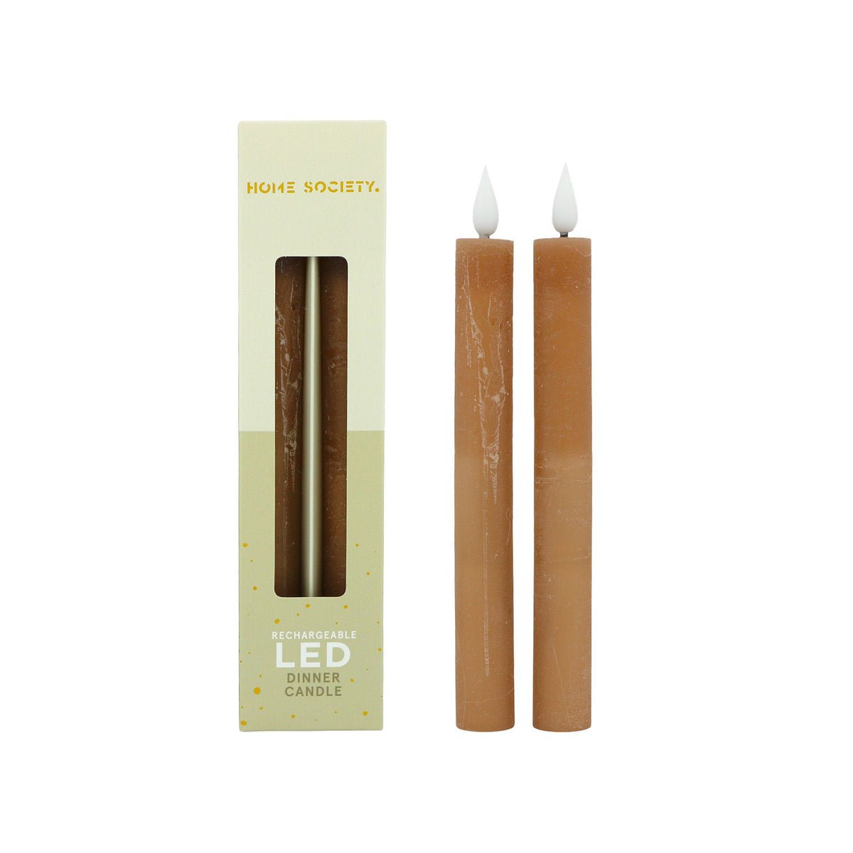 LED Dinerkaarsen oplaadbaar set van 2 - Bruin