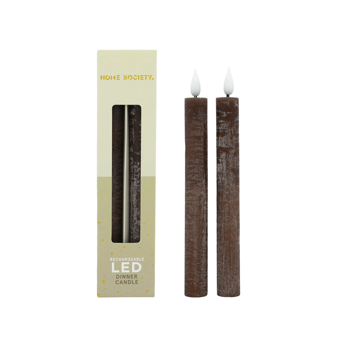 LED Dinerkaarsen oplaadbaar set van 2 - Donker Bruin