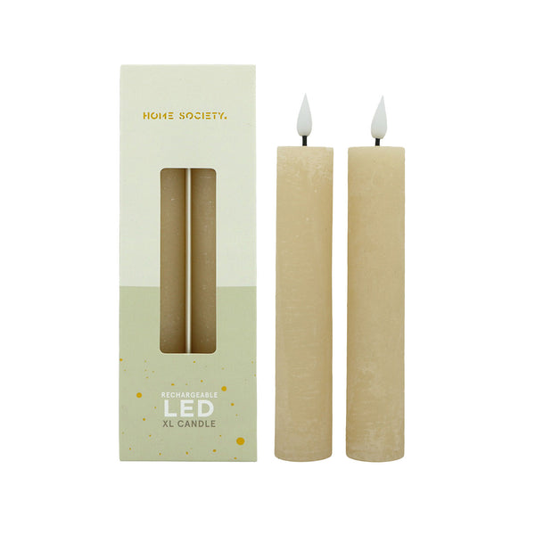 Home Society Rechargeable LED XL Dinner Candles, set of 2