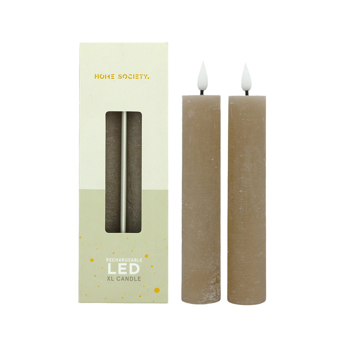 LED XL Dinerkaarsen oplaadbaar set van 2 - Beige