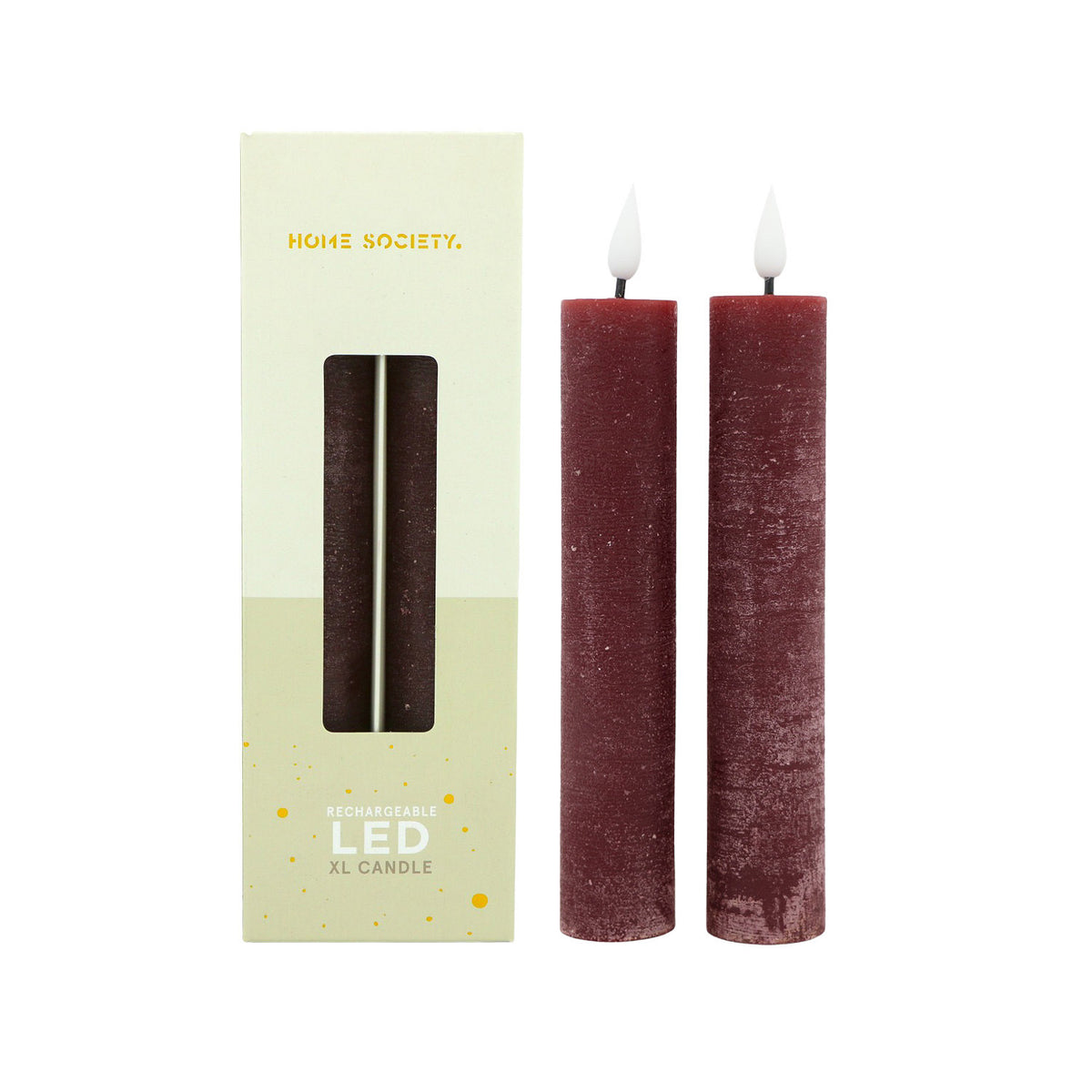 LED XL Dinerkaarsen oplaadbaar set van 2 - Bourgondisch Rood