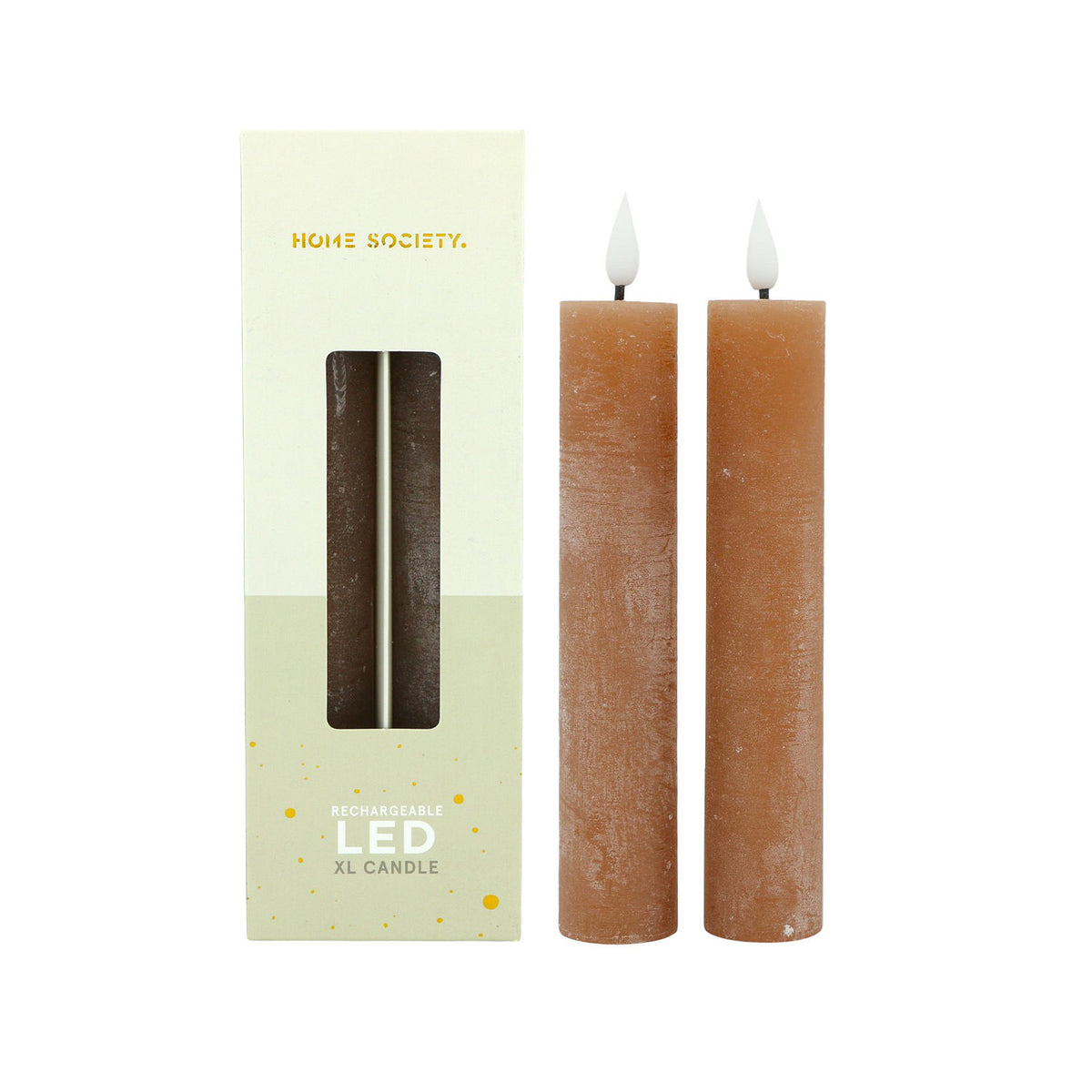LED XL Dinerkaarsen oplaadbaar set van 2 - Bruin