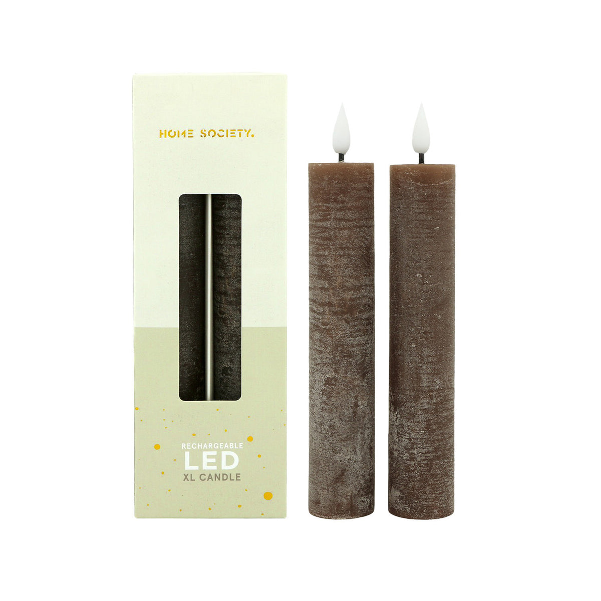 LED XL Dinerkaarsen oplaadbaar set van 2 - Donker Bruin
