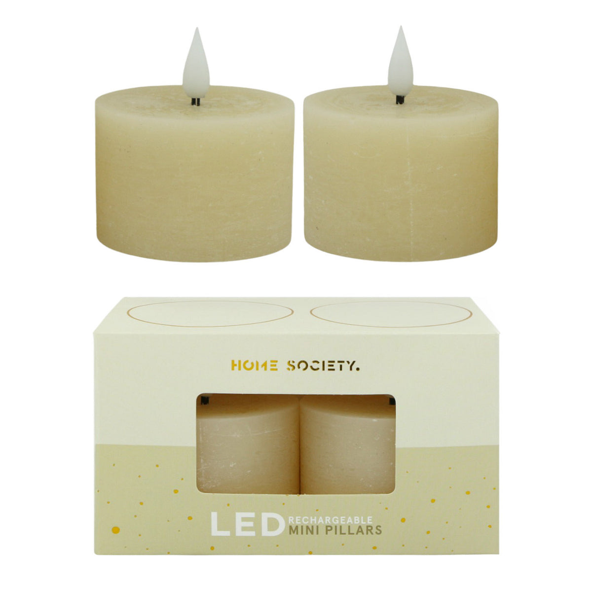 LED Mini Stompkaarsen oplaadbaar set van 2 - Gebroken Wit