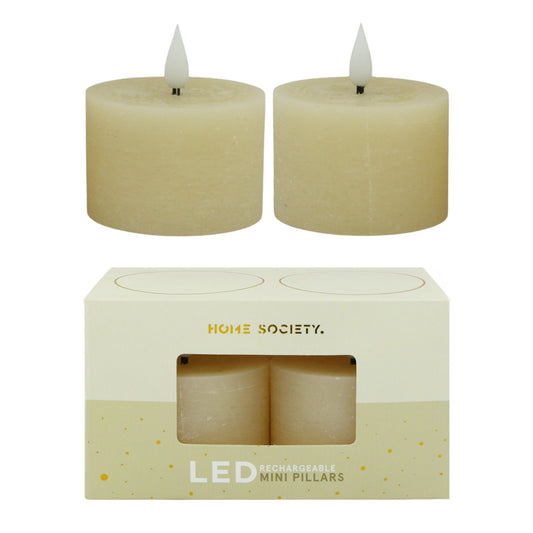 LED Mini Stompkaarsen oplaadbaar set van 2 - Gebroken Wit