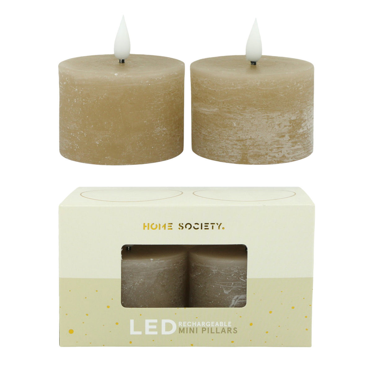 LED Mini Stompkaarsen oplaadbaar set van 2 - Beige