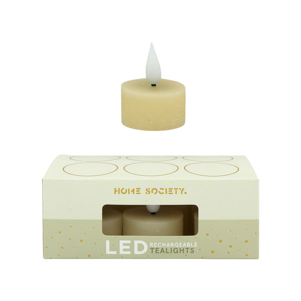 Home Society rechargeable LED tea lights, set of 6