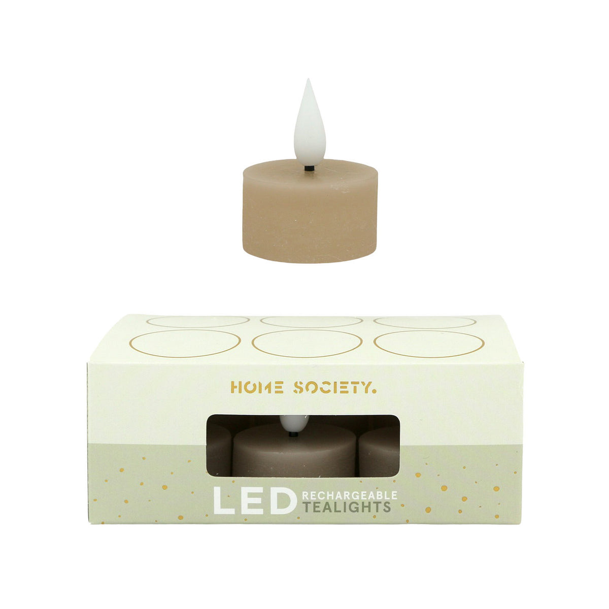LED Theelichtjes oplaadbaar set van 6 - Beige