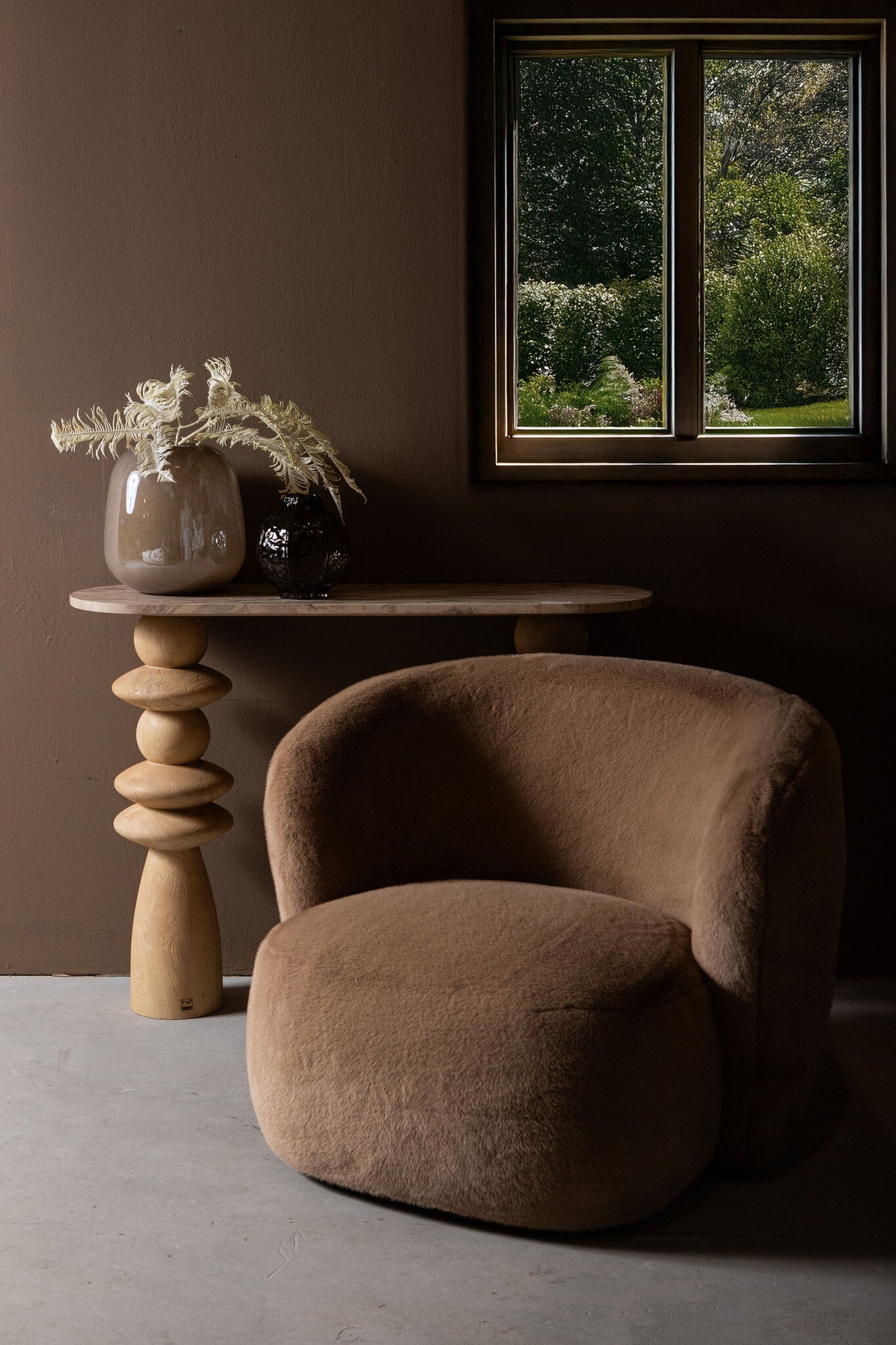 PTMD Aphrodite Mocca fauteuil fur
