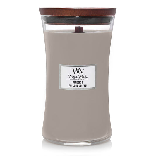 Fireside Large WoodWick 610g 130 uur grote kampvuurkaars mahonie