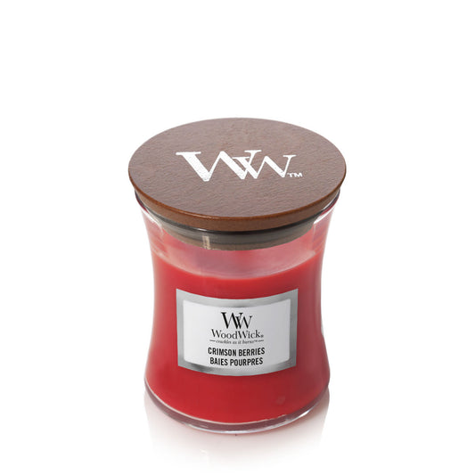 Crimson Berries Mini WoodWick 85g 7x8cm met houten deksel Huisje 44