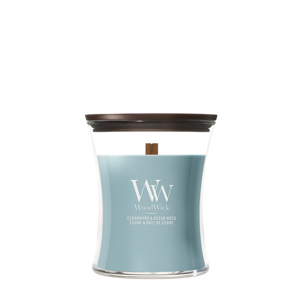 WoodWick Cedarwood & Ocean Moss geurkaars