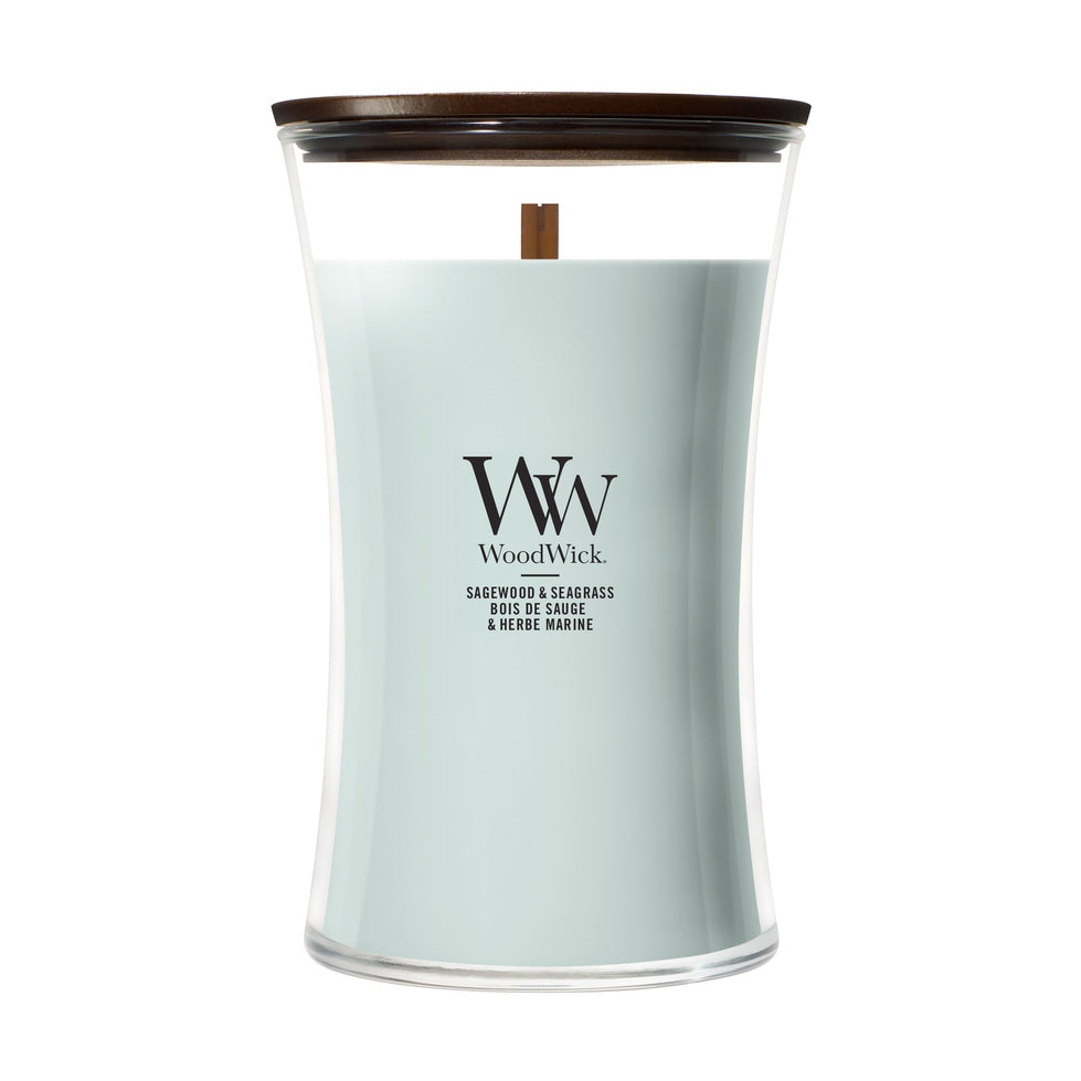 WoodWick Sagewood & Seagrass geurkaars Large