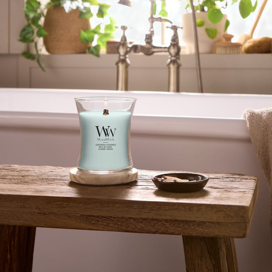 WoodWick Sagewood & Seagrass geurkaars