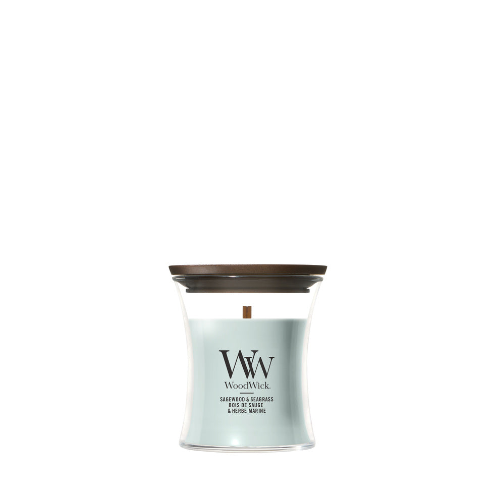 WoodWick Sagewood & Seagrass geurkaars Mini