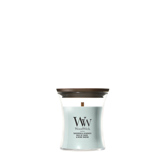 WoodWick Sagewood & Seagrass geurkaars Mini