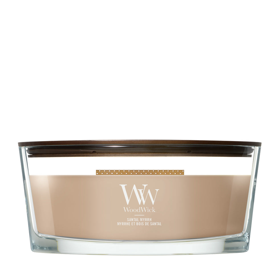 WoodWick Santal Myrrh geurkaars Ellipse
