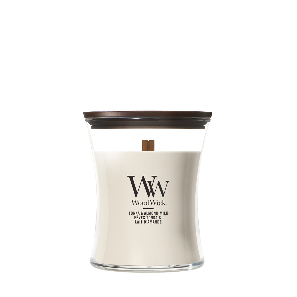 WoodWick Tonka & Almond Milk geurkaars Medium