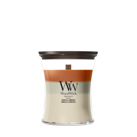 WoodWick Trilogy Vanilla Embers geurkaars