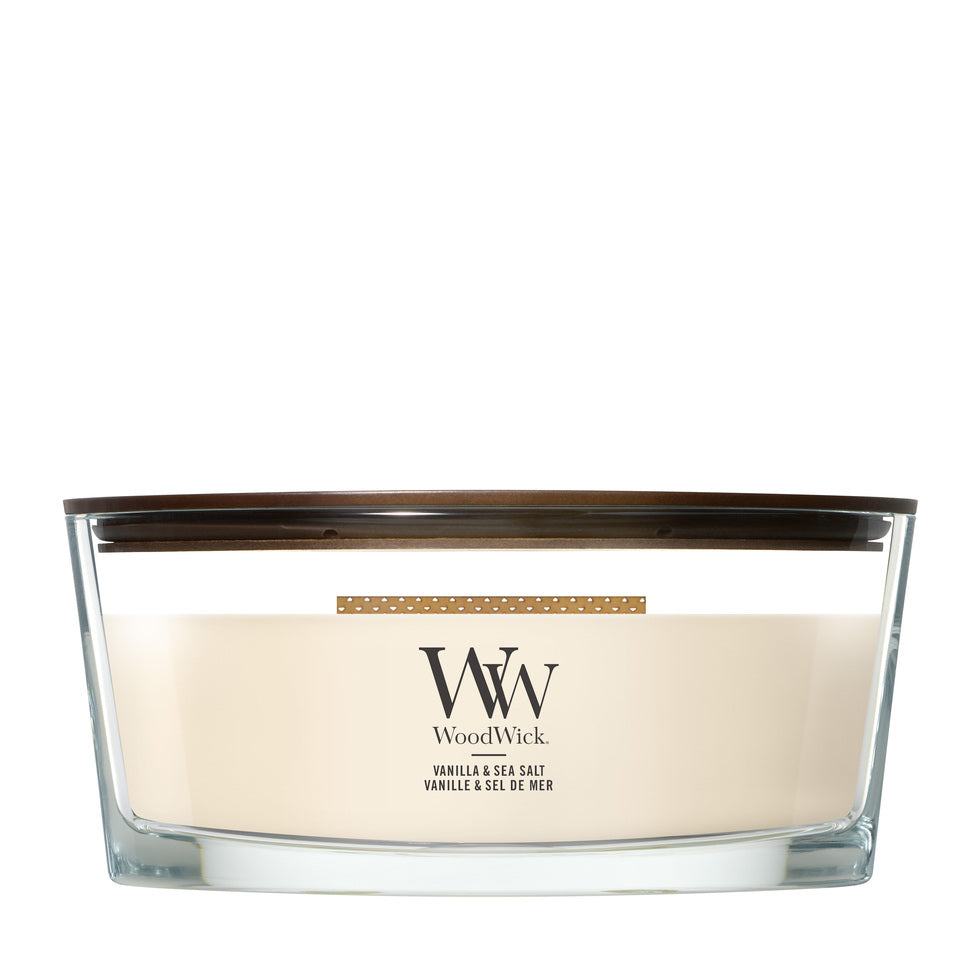WoodWick Vanilla & Sea Salt geurkaars Ellipse