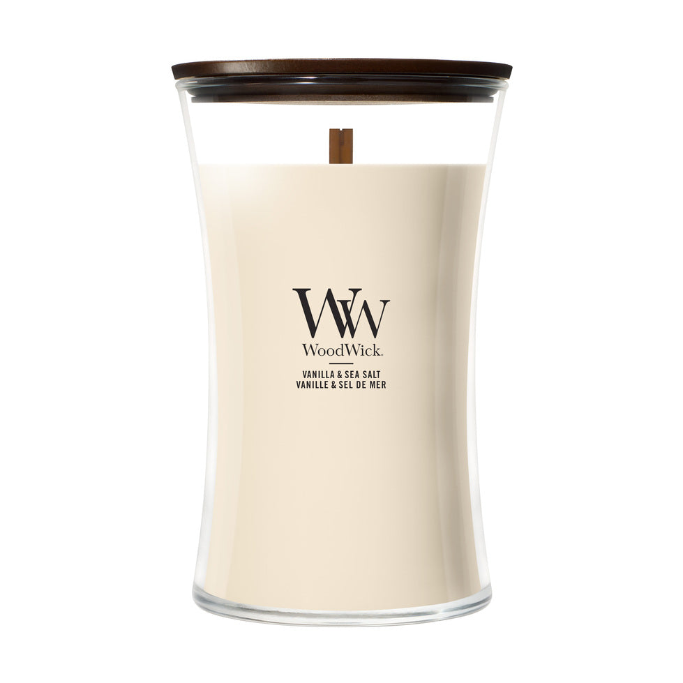 WoodWick Vanilla & Sea Salt geurkaars Large