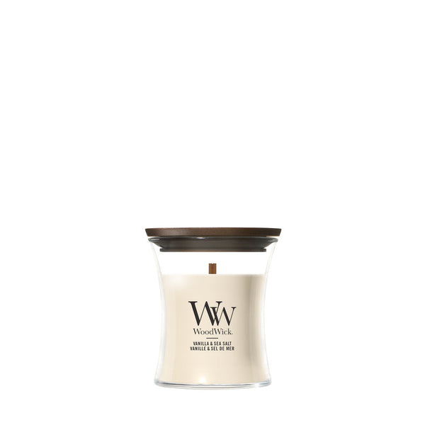 WoodWick Vanilla & Sea Salt geurkaars Mini