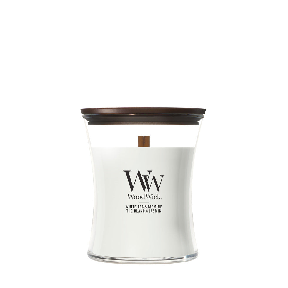WoodWick White Tea & Jasmine geurkaars Medium
