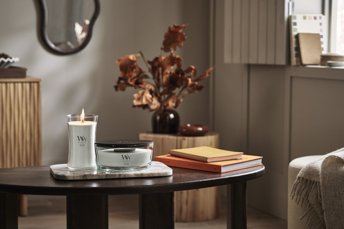WoodWick White Teak geurkaars