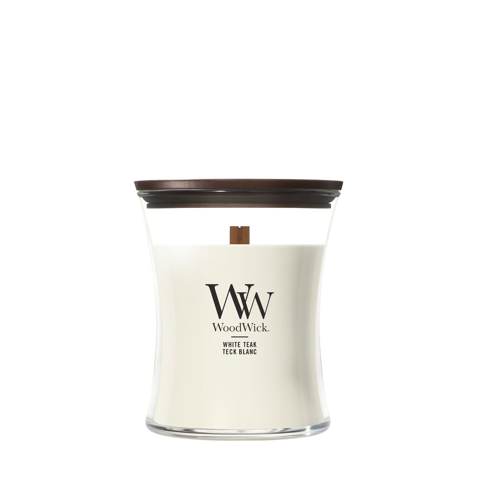 WoodWick White Teak geurkaars Medium